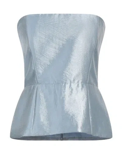 Manuel Ritz Woman Top Pastel Blue Size 6 Viscose, Polyamide, Polyester