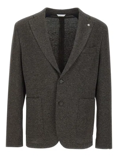Manuel Ritz Wool-blend Blazer In Brown