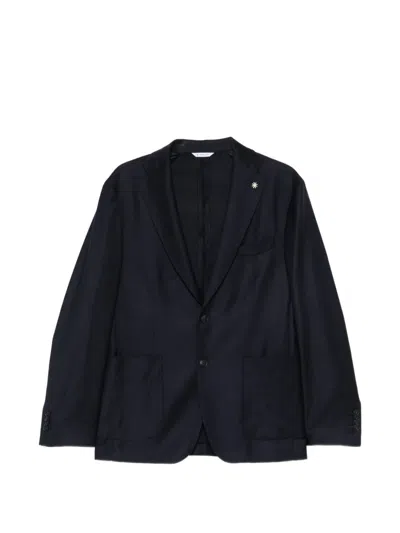Manuel Ritz Wool Flannel Blazer In Blue