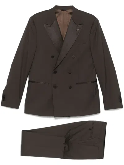 Manuel Ritz Wool Suit In Brown