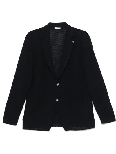 Manuel Ritz Woven Blazer In Blue
