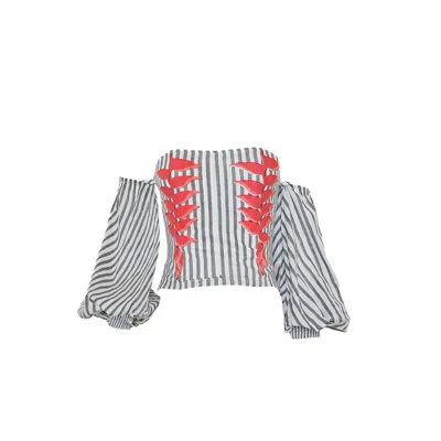 Manuela Cabrales Women's Grey Heliconia Block Print Top In Gray