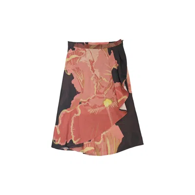 Manuela Cabrales Women's Muscifera Silk Brown & Pink Skirt