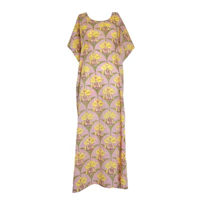 Manuela Cabrales Women's Pink Trianae Block Print Kaftan In Black