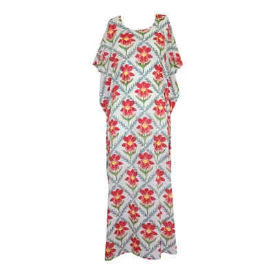 Manuela Cabrales Women's Red Mendelii Block Print Kaftan In Multi