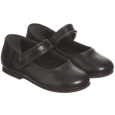 Manuela De Juan Babies'  Girls Black Leather Shoes