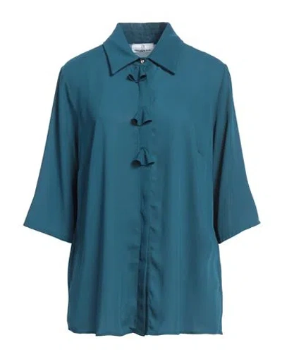 Manuela Riva Woman Shirt Deep Teal Size 12 Polyester