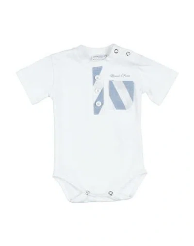 Manuell & Frank Newborn Boy Baby Bodysuit Cream Size 0 Cotton, Elastane In White