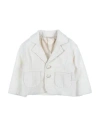 MANUELL & FRANK MANUELL & FRANK NEWBORN BOY BLAZER IVORY SIZE 0 COTTON, ELASTANE