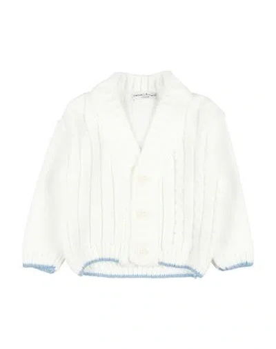 Manuell & Frank Babies'  Newborn Boy Cardigan White Size 3 Wool, Acrylic