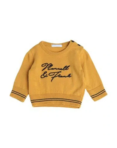 Manuell & Frank Babies'  Newborn Boy Sweater Ocher Size 0 Wool, Polyamide, Acrylic, Elastane In Yellow