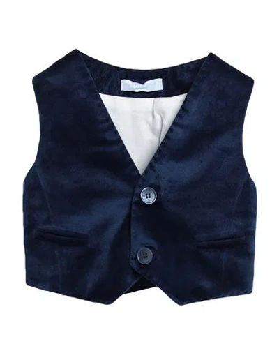 Manuell & Frank Babies'  Newborn Boy Tailored Vest Navy Blue Size 0 Cotton, Polyester