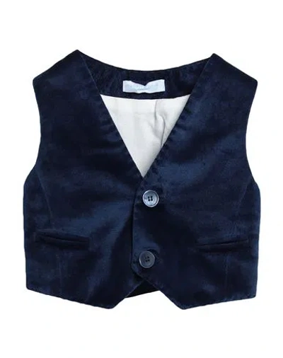 Manuell & Frank Babies'  Newborn Boy Tailored Vest Navy Size 0 Cotton, Polyester In Navy Blue