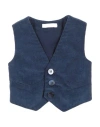 MANUELL & FRANK MANUELL & FRANK NEWBORN BOY TAILORED VEST NAVY BLUE SIZE 0 COTTON, WOOL