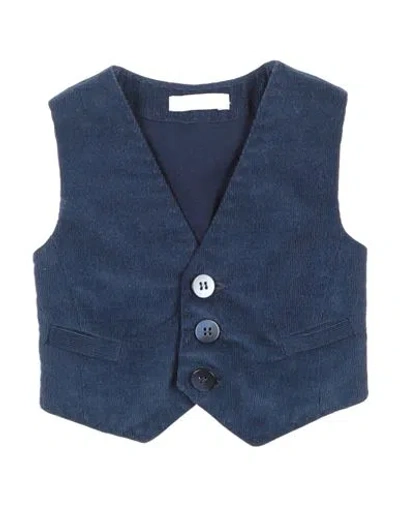 Manuell & Frank Babies'  Newborn Boy Tailored Vest Navy Blue Size 0 Cotton, Wool