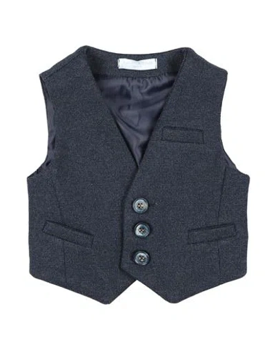 Manuell & Frank Babies'  Newborn Boy Tailored Vest Navy Size 3 Viscose, Polyamide, Polyester, Elastane In Navy Blue