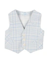 Manuell & Frank Newborn Boy Tailored Vest Sky Blue Size 3 Cotton, Elastane In Blue