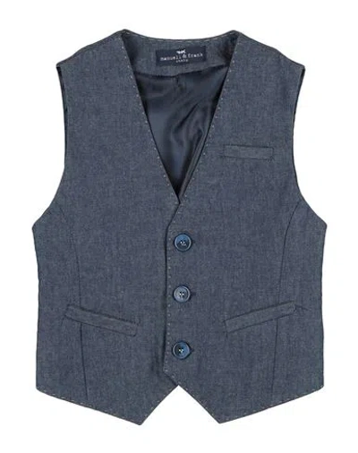 Manuell & Frank Babies'  Toddler Boy Tailored Vest Slate Blue Size 3 Cotton, Elastane