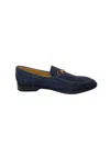 Manufacture D'essai Men's Shoes  Suede Moccasin Blue-with Gold Application In Blue