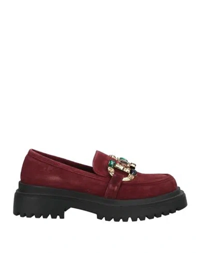 Manufacture D'essai Woman Loafers Burgundy Size 11 Leather In Red