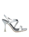 MANUFACTURE D'ESSAI MANUFACTURE D'ESSAI WOMAN SANDALS SILVER SIZE 7 TEXTILE FIBERS