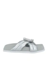 Manufacture D'essai Woman Sandals Silver Size 8 Textile Fibers In Silver