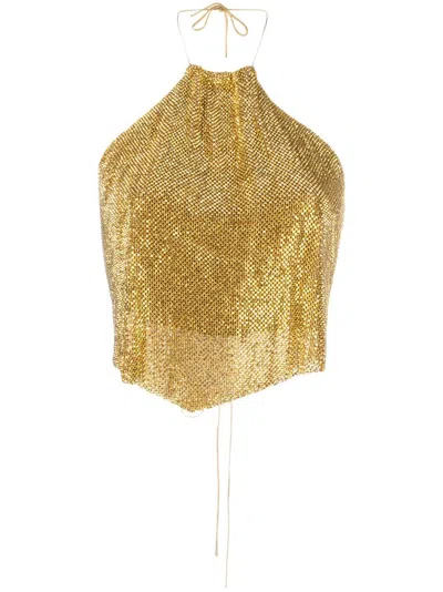 Manurí Chainmail Halterneck Top In Gold