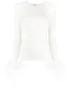 Manurí Elektra Feather-trim Stretch Blouse In White
