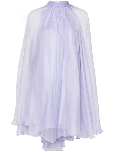 Manurí Layered Silk Cocktail Dress In Purple