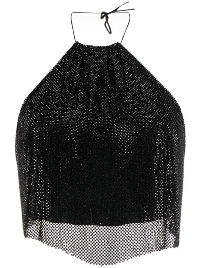 Manurí Rhinestone-embellished Cropped Top In Black
