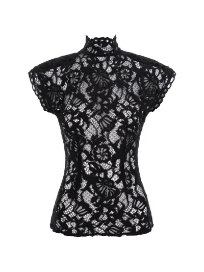 Manurí Amalie Floral-lace Top In Black