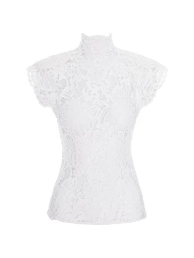 Manurí Amalie Lace-overlay High-neck Top In White