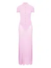 Manurí Button-detail Mock-neck Maxi Dress In Pink