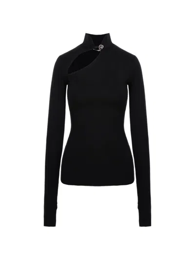 Manurí Cut-out High-neck Blouse In Black