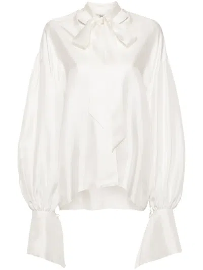 Manurí Gathered Silk Blouse In White