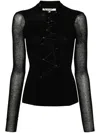 Manurí Lace-up Mélange Top In Black
