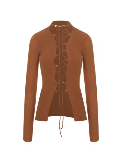 Manurí Jamie Lace-up Top In Brown
