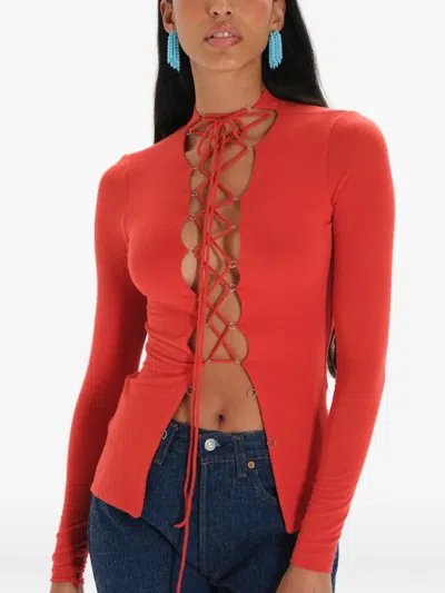 Manurí Jamie Lace-up Top In Red