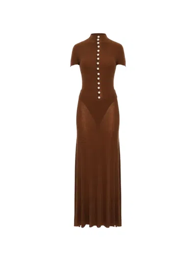 Manurí Mia Embellished Cut-out Maxi Dress In Brown