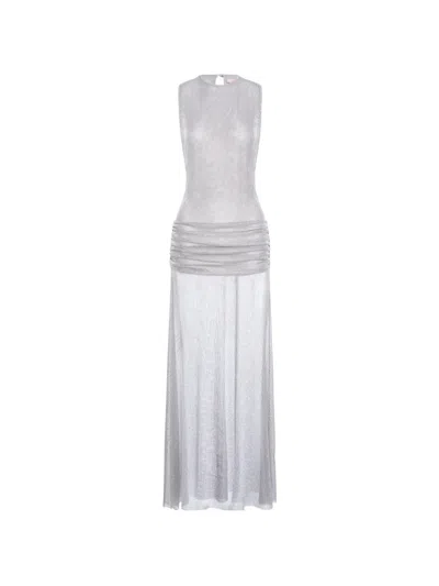 Manurí Moonlight Ruched-waist Maxi Dress In Gray