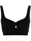 Manurí Gathered Sleeveless Crop Top In Black