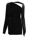 Manurí Noki Asymmetric-neckline Glove-sleeve Mini Dress In Black