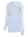 Manurí Noki One-shoulder Gathered Mini Dress In Blue