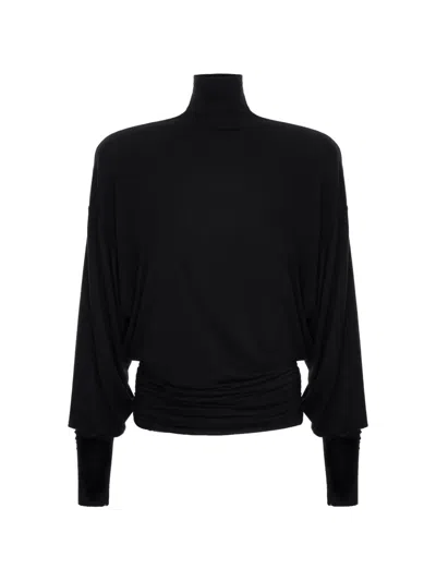 Manurí Romy Padded-shoulder Blouse In Black