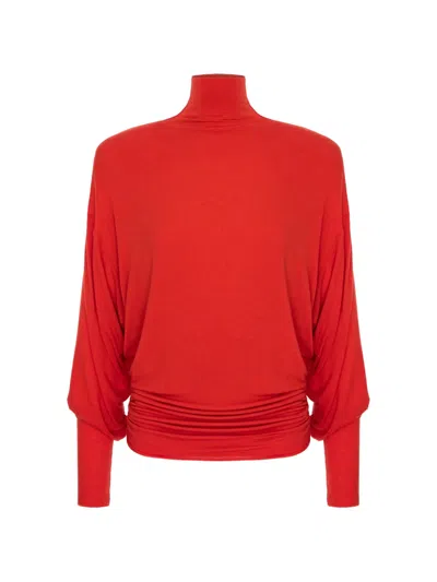 Manurí Romy Padded-shoulder Romy Blouse In Red
