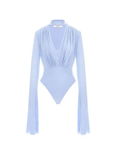 Manurí Suki Pleated Bodysuit In Blue