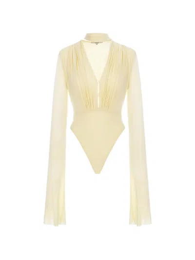 Manurí Suki Pleated-panel Bodysuit In Yellow