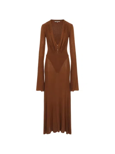 Manurí Suki Ruched-detail Maxi Dress In Brown