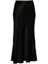 Manurí Fluted Satin Midi Skirt In Black