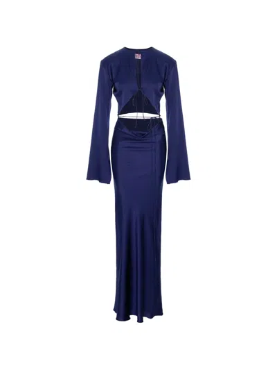Manurí Sylvia Cut-out Tie Silk Dress In Blue